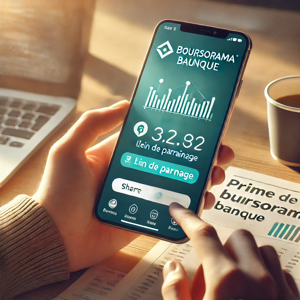 Génération d’un lien de parrainage Boursorama sur smartphone.